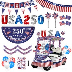 Patriotic Golf Cart Decorations Kit – 250th Independence Day Banner, Flags & Mor