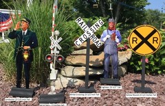 RAILROAD PARTY DECORATION | Train | Yellow Railroad Crossing Sign w/ Stand