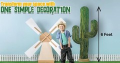 6-Ft Desert Saguaro Cactus Cardstpck Cut-Out Southwestern Party Wall Decor #452