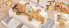 Flower Garland 8 Pcs x 8.2 ft Artificial Rose Vine Flowers with Green Leaves