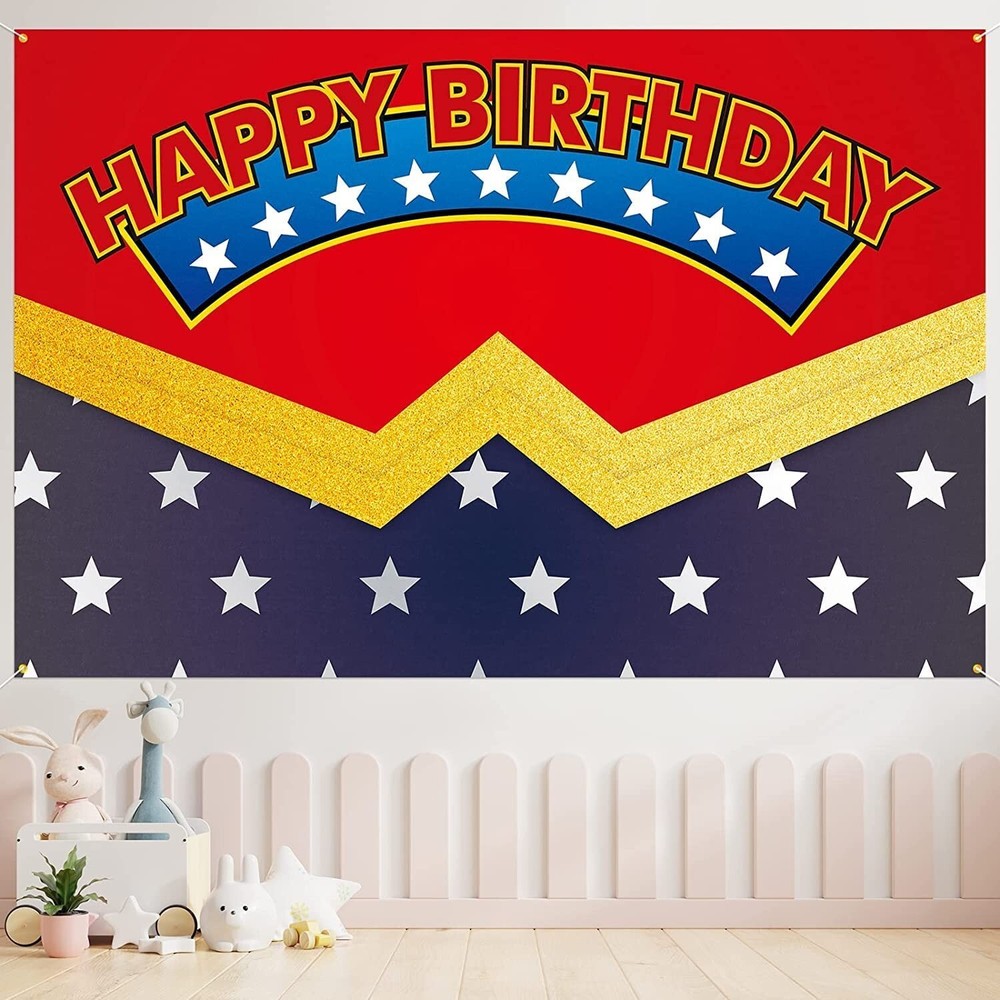 Superhero Happy Birthday Backdrop Banner Party Decoration 70.9in x 47.2in