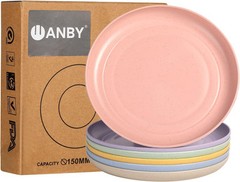 WANBY Lightweight Wheat Straw Plates large, Small 6 Pack 5.9'
