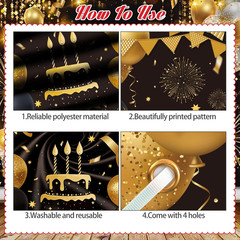 Retirement Party Decorations Door Cover and Door Banner for Men Women Black Gold
