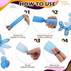 100 Pcs Long Twisting Balloons, Metallic Blue Pearl Blue Long Balloons for An…