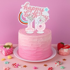 Crown Birthday Number Candles, Glitter Pink & Silver Cake pink,silver