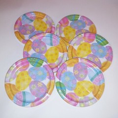 Set of 6 Easter Party Paper Plates Egg Design 48 Plates Total Small 6 3/4 in New