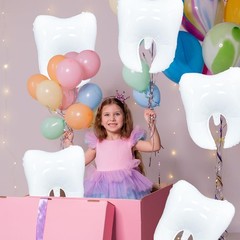 6 Pieces White Tooth Foil Balloons Decorations, 22 Inches Mylar Dental Balloo…