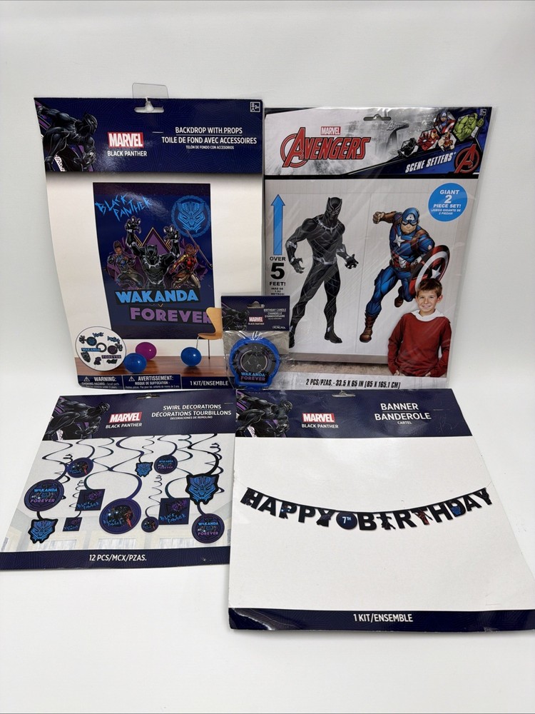 Marvel Black panther 7th Birthday Party Supplies Kids Avengers Happy Birthday