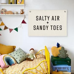 Beach Decor, Funny Summer Ocean Coastal Surf Banner, Salty Sandy Toes Banner …