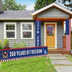 Peryiter 3 Pcs 250th Anniversary Banners American Patriotic red, white, blue