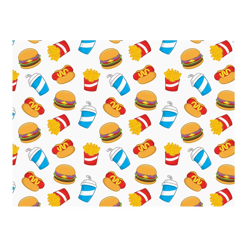 Fast Food Party Polyester Backdrop, 8 Ft x 6 Ft