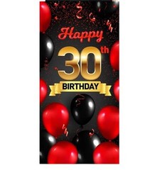 Happyth Birhday Red Black Banner Backdrop Background Photo Booth Props 30