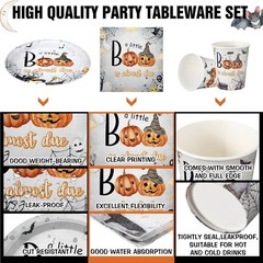 Stylish 200 Pcs Halloween Tableware Set – Plates, Cups & Napkins for 50 Guests