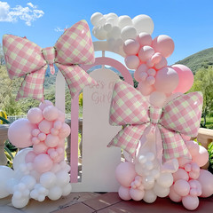 4Pcs Pink Bow Balloons 38″/Gingham Bowknot Foil Balloons for One Silly Goose De