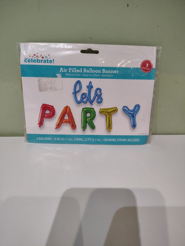 NWT Let’s Party Balloon Banner Birthday Supplies Celebration Decorations Boys
