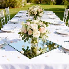 24 Pcs Square Mirror Plates for Centerpieces 8 Inch Acrylic Flat Trays Wall