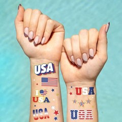 All Ages Friendly: 70 Red, White, and Blue Temporary Tattoos for Celebrations