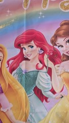 RARE HTF Authentic Classic Disney Princess Rainbow Birthday Photo Backdrop