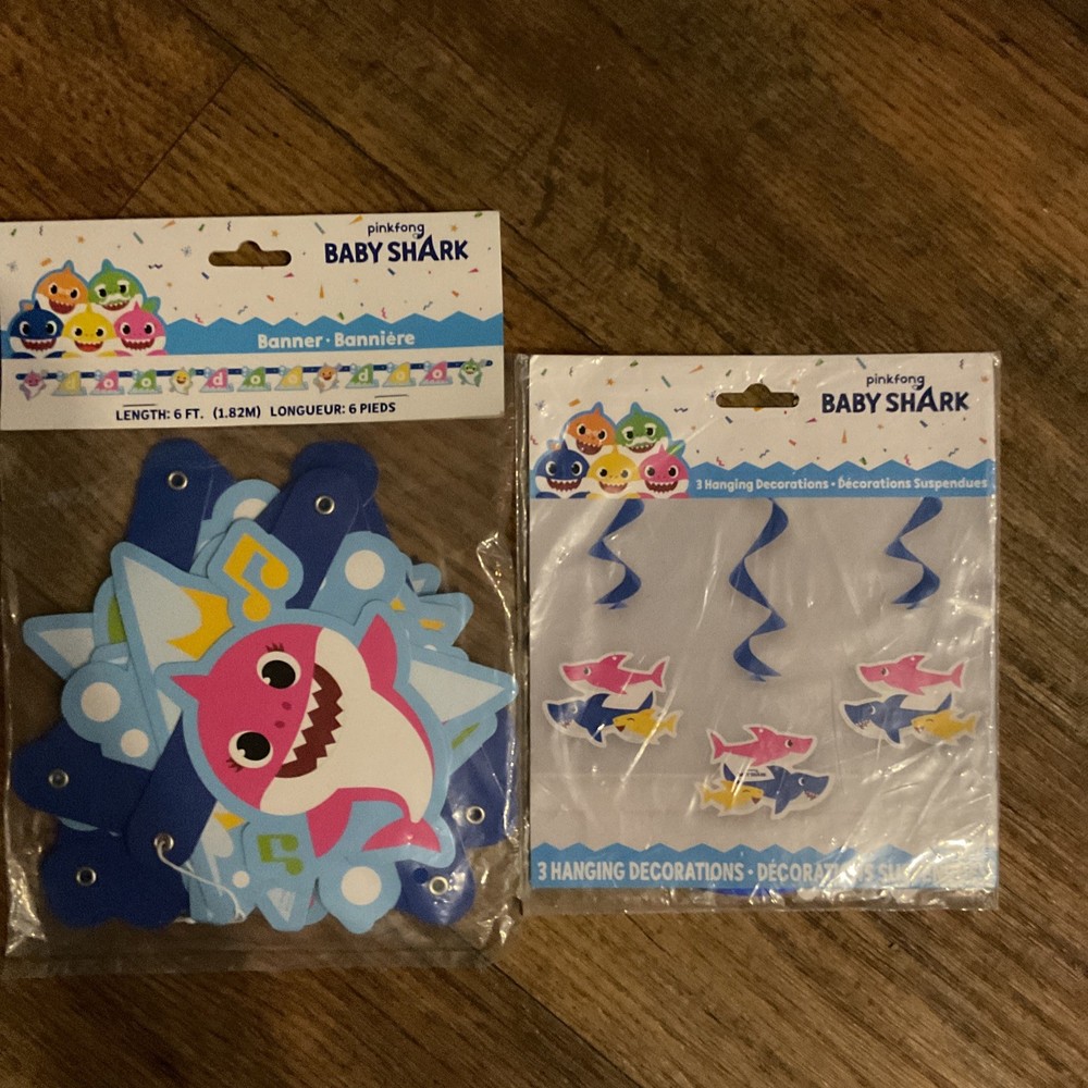 Pinkfong Baby Shark Doo Doo Doo Party Banner 6 Ft & 3 Hanging Decorations