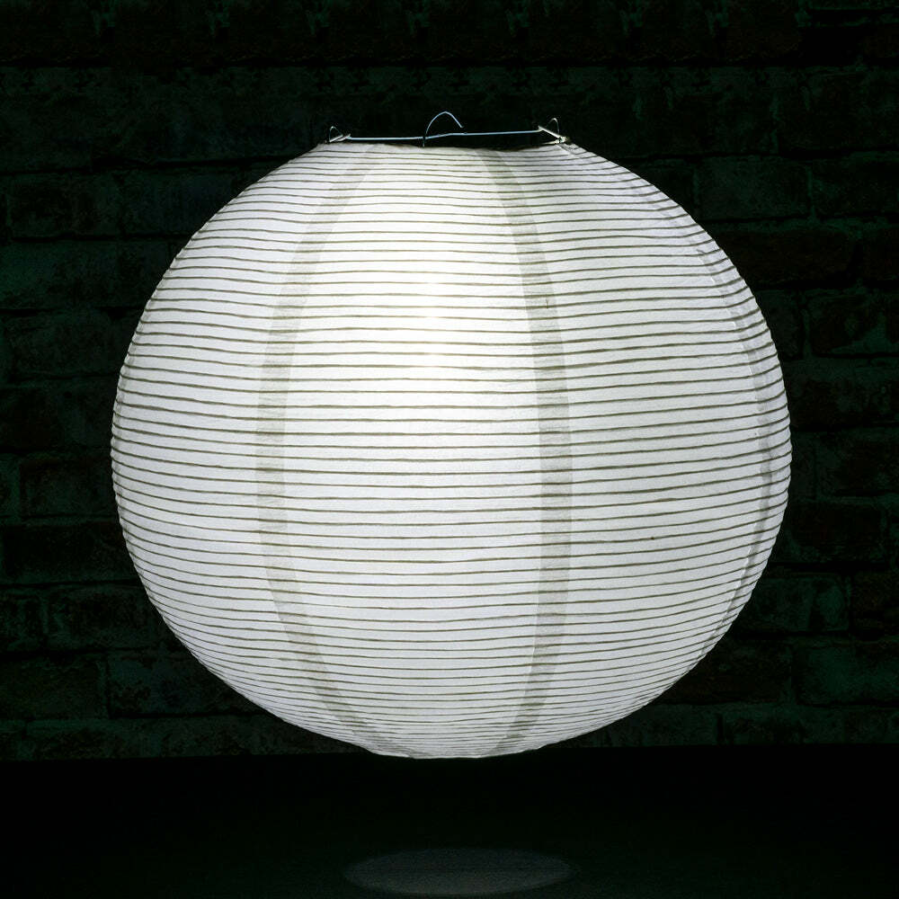 Quasimoon 14″ White Fine Line Premium Even Ribbing Paper Lantern, Extra Sturd…