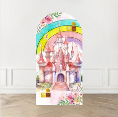 Princess Peach Birthday Castle Arch Backdrop Cover Background Party Decor Props