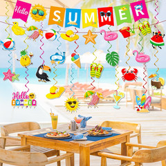Summer Party Decorations, Beach Party Decor Includes Hello Summer Banner Beach H