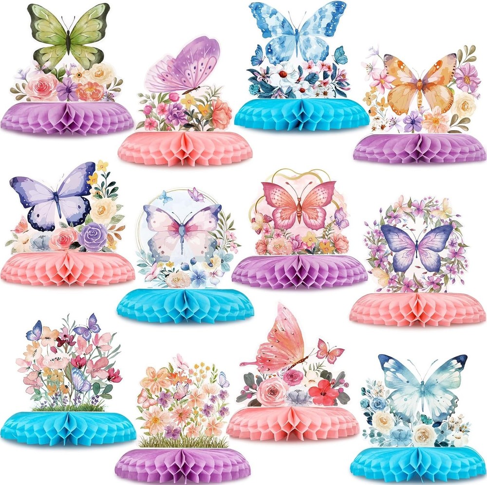12 Pcs Butterfly Table Centerpieces for Baby Shower Wedding Garden Party Decor
