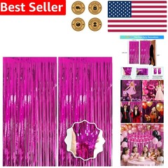 Sparkling 2 Pack Hot Pink Party Decorations Backdrop Fringe Curtain Bachelorette