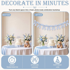 8 Ft Sky Blue Bow Garland Decorations Blue Fabric Bow Banner Hanging Banner for