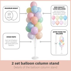 Pastel Balloon Column Kit Set of 2 With Macaron Latex Balloons Stand Included…