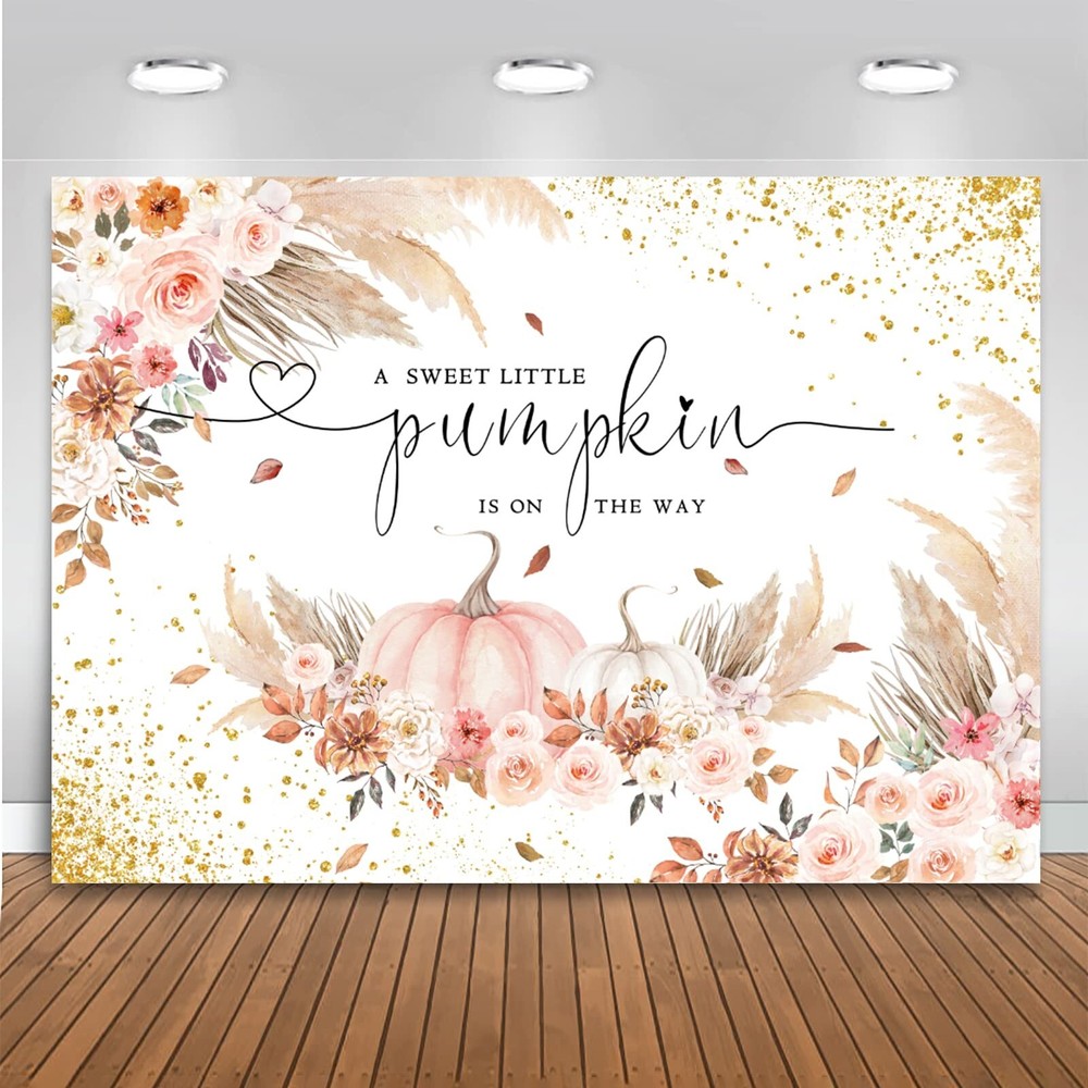 Mocsicka Pumpkin Baby Shower Backdrop Autumn Fall Little Pumpkin Baby Shower …