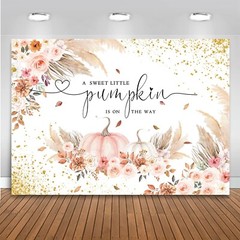 Mocsicka Pumpkin Baby Shower Backdrop Autumn Fall Little Pumpkin Baby Shower …