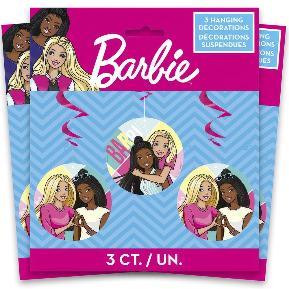 Unique Multicolored Barbie Hanging Swirl Multicolor 26 Inch 3 Count Family