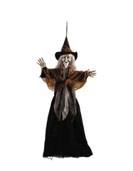 27 » Hanging Smiling Witch with Gray Hair Halloween Decoration