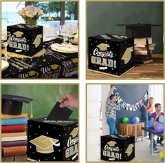 Sophisticated Black Gold Graduation Gift Card Box 2026 – Reusable & Chic