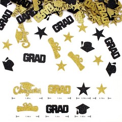 Black Gold 2025 Graduation Confetti Grad Cap Star Table Scatter Decor
