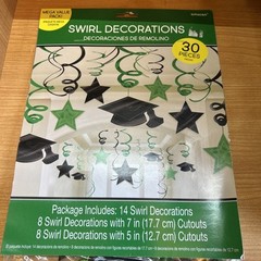 Amscan Graduation Green 30pc Swirl Decorations Mega Pack