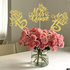 12 PCS Mis 15 Centerpiece Sticks Glitter Happy 15th Birthday Centerpieces Mis…