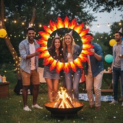 Fire Birthday Party Decorations Theme Photo Booth Prop Picture Frame Truck Decor
