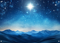 82.6»X 59»Fabric Nativity Desert Birth of Jesus Background Star of Bethlehem B