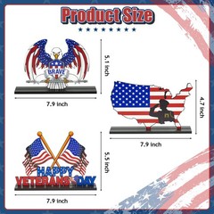 Veterans Day Centerpiece 3 PCS Table Topper Wooden Decor Patriotic 11th Nov