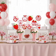 Strawberry Themed Baby Shower Centerpiece Sticks, Berry Sweet Table Toppers, Oh