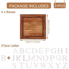 Brown Baby Balloon Boxes with 27 Letters – 4 Pcs Wooden Grain Baby Shower Blo…