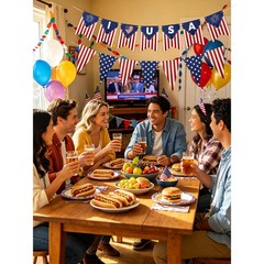 Independence Day Bunting Banner 1 Pack Red White Blue Triangle Flag Garland P…