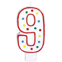 Extra Large Amscan Birthday Party Perfect Candle #9 9 Chandelle 5″ Wax Number