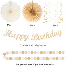 21Pcs Boho Birthday Party Decorations Set Banner Pom Poms Lanterns Streamers