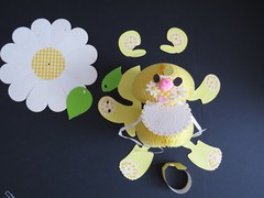 1970s Hallmark Baby Shower Table Decoration Yellow Teddy Bear Honeycomb Tissue
