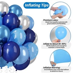 Blue and Silver Balloons, Graduation Balloons Pearl Royal Navy Blue Latex Bal…