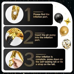 Black and Gold 117 PCS, Gold and Black Party Balloon Arch Kit Black Gold