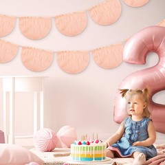 4 Pack Peach Scallop Pennant Banner Each 13 Inch Princess Party Garland Banne…